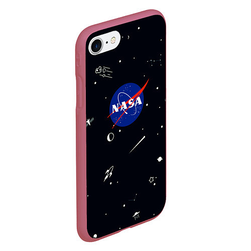 Чехол iPhone 7/8 матовый NASA / 3D-Малиновый – фото 2