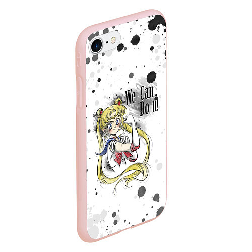 Чехол iPhone 7/8 матовый Sailor Moon We can do it! / 3D-Светло-розовый – фото 2