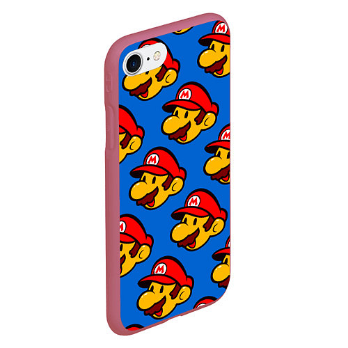 Чехол iPhone 7/8 матовый Mario / 3D-Малиновый – фото 2