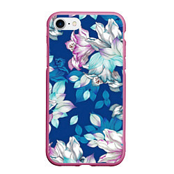 Чехол iPhone 7/8 матовый Нежные цветы, цвет: 3D-малиновый