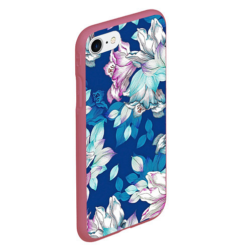 Чехол iPhone 7/8 матовый Нежные цветы / 3D-Малиновый – фото 2