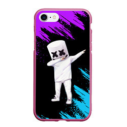 Чехол iPhone 7/8 матовый Marshmello, цвет: 3D-малиновый