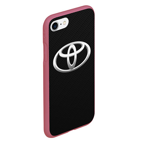 Чехол iPhone 7/8 матовый Toyota carbon / 3D-Малиновый – фото 2