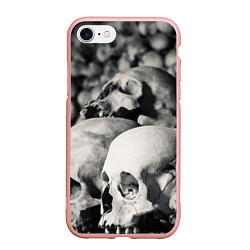 Чехол iPhone 7/8 матовый ЧЕРЕПА, цвет: 3D-светло-розовый
