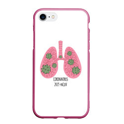 Чехол iPhone 7/8 матовый Coronavirus, цвет: 3D-малиновый