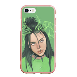 Чехол iPhone 7/8 матовый Billie Eilish, цвет: 3D-светло-розовый