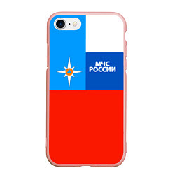Чехол iPhone 7/8 матовый Флаг МЧС России, цвет: 3D-светло-розовый
