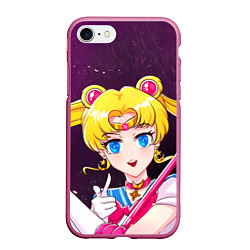 Чехол iPhone 7/8 матовый Sailor Moon, цвет: 3D-малиновый