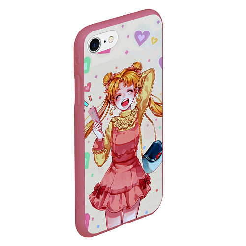 Чехол iPhone 7/8 матовый SAILOR MOON / 3D-Малиновый – фото 2