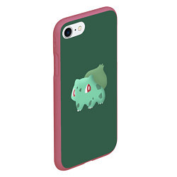 Чехол iPhone 7/8 матовый Pokemon Bulbasaur, цвет: 3D-малиновый — фото 2