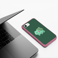 Чехол iPhone 7/8 матовый Pokemon Bulbasaur, цвет: 3D-малиновый — фото 2