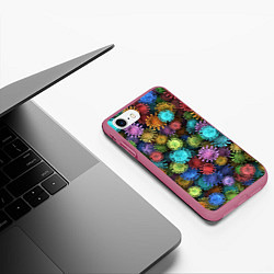 Чехол iPhone 7/8 матовый Разноцветные вирусы, цвет: 3D-малиновый — фото 2
