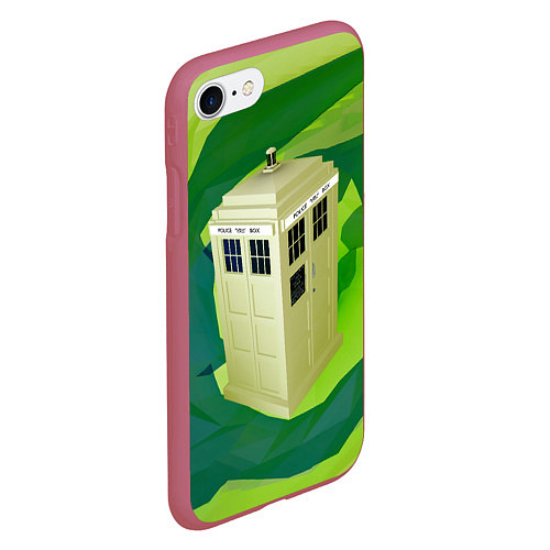 Чехол iPhone 7/8 матовый CRAZY TARDIS / 3D-Малиновый – фото 2