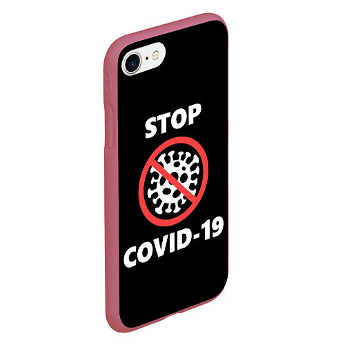 Чехол iPhone 7/8 матовый STOP COVID-19 / 3D-Малиновый – фото 2