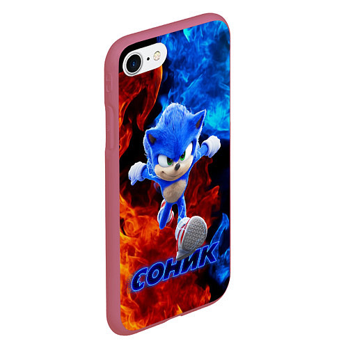 Чехол iPhone 7/8 матовый SONIC / 3D-Малиновый – фото 2