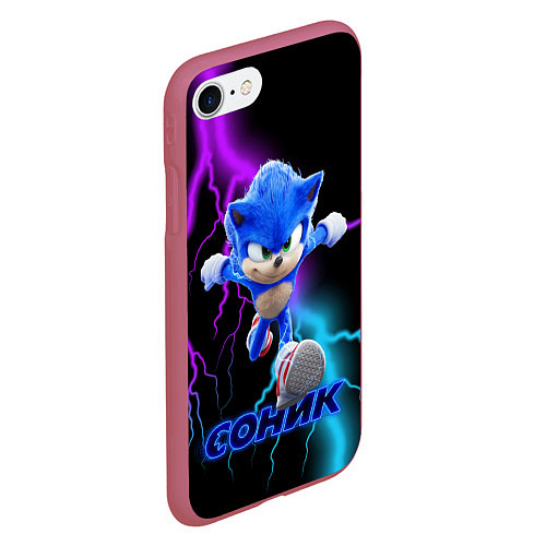 Чехол iPhone 7/8 матовый SONIC / 3D-Малиновый – фото 2