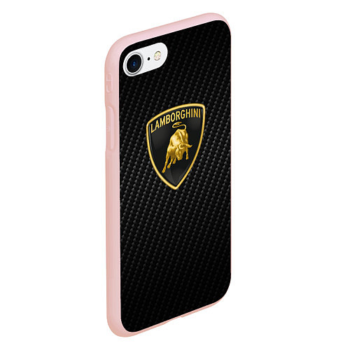 Чехол iPhone 7/8 матовый Lamborghini logo n carbone / 3D-Светло-розовый – фото 2