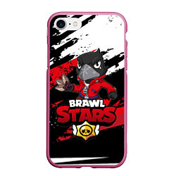 Чехол iPhone 7/8 матовый BRAWL STARS CROW, цвет: 3D-малиновый