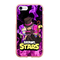 Чехол iPhone 7/8 матовый BRAWL STARS MORTIS, цвет: 3D-светло-розовый