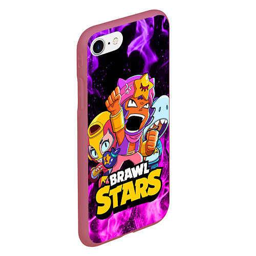 Чехол iPhone 7/8 матовый BRAWL STARS SANDY / 3D-Малиновый – фото 2