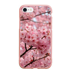 Чехол iPhone 7/8 матовый САКУРА, цвет: 3D-светло-розовый