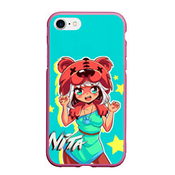Чехол iPhone 7/8 матовый BEAR GIRL, цвет: 3D-малиновый