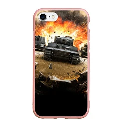 Чехол iPhone 7/8 матовый ТАНКИ, цвет: 3D-светло-розовый