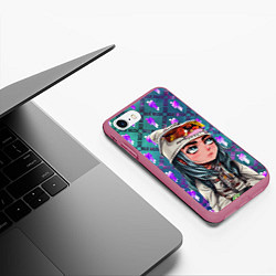 Чехол iPhone 7/8 матовый BILLIE EILISH, цвет: 3D-малиновый — фото 2