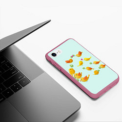 Чехол iPhone 7/8 матовый Птицы, цвет: 3D-малиновый — фото 2