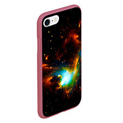 Чехол iPhone 7/8 матовый Галактика, цвет: 3D-малиновый — фото 2