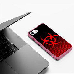 Чехол iPhone 7/8 матовый BIOHAZARD, цвет: 3D-малиновый — фото 2