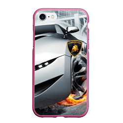 Чехол iPhone 7/8 матовый Lamborghini, цвет: 3D-малиновый