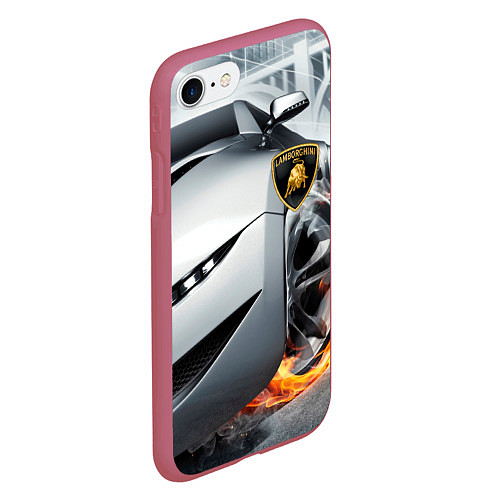 Чехол iPhone 7/8 матовый Lamborghini / 3D-Малиновый – фото 2