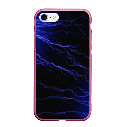 Чехол iPhone 7/8 матовый МОЛНИИ, цвет: 3D-малиновый