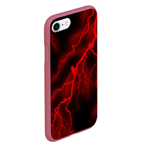Чехол iPhone 7/8 матовый МОЛНИЯ RED NEON / 3D-Малиновый – фото 2