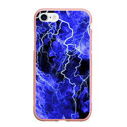 Чехол iPhone 7/8 матовый МОЛНИЯ BLUE, цвет: 3D-светло-розовый