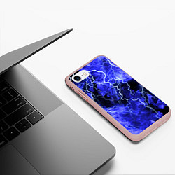 Чехол iPhone 7/8 матовый МОЛНИЯ BLUE, цвет: 3D-светло-розовый — фото 2