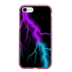 Чехол iPhone 7/8 матовый МОЛНИЯ NEON, цвет: 3D-малиновый