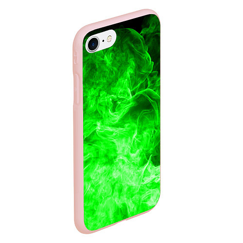 Чехол iPhone 7/8 матовый ОГОНЬ GREEN NEON / 3D-Светло-розовый – фото 2