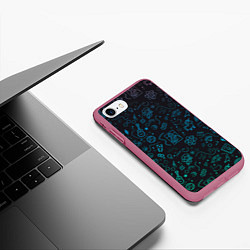 Чехол iPhone 7/8 матовый Смайлы, цвет: 3D-малиновый — фото 2