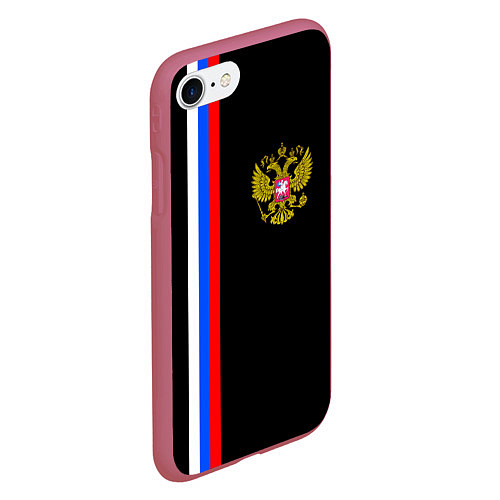 Чехол iPhone 7/8 матовый РОССИЯ / 3D-Малиновый – фото 2