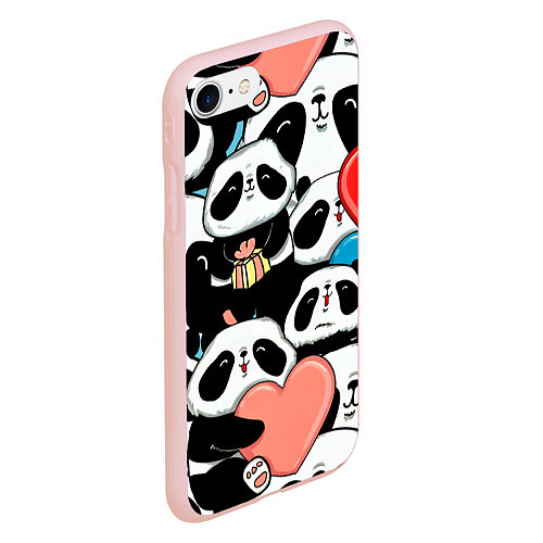 Чехол iPhone 7/8 матовый Панды / 3D-Светло-розовый – фото 2