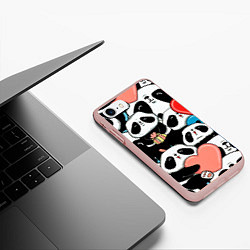 Чехол iPhone 7/8 матовый Панды, цвет: 3D-светло-розовый — фото 2