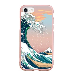 Чехол iPhone 7/8 матовый Большая волна в канагаве, цвет: 3D-светло-розовый