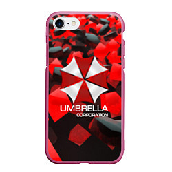 Чехол iPhone 7/8 матовый Umbrella Corp, цвет: 3D-малиновый