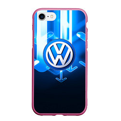 Чехол iPhone 7/8 матовый VOLKSWAGEN, цвет: 3D-малиновый