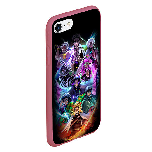 Чехол iPhone 7/8 матовый KIMETSU NO YAIBA / 3D-Малиновый – фото 2