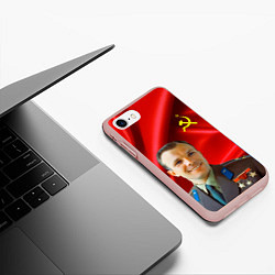 Чехол iPhone 7/8 матовый Юрий Гагарин, цвет: 3D-светло-розовый — фото 2