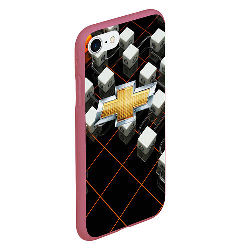 Чехол iPhone 7/8 матовый CHEVROLET / 3D-Малиновый – фото 2