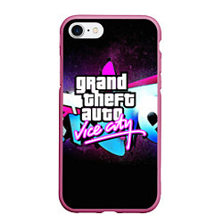 Чехол iPhone 7/8 матовый GTA:vice city, цвет: 3D-малиновый